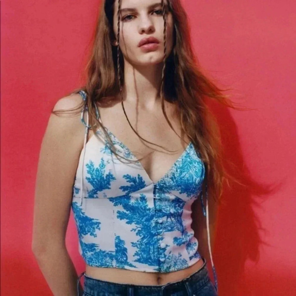Urban Outffiters Satin Cami Tank Top Crop Size XS Adjustable Straps Floral Retro